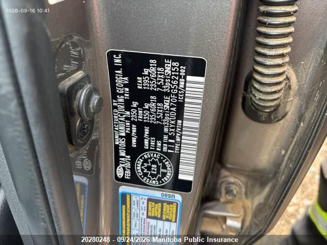 20280248 :رقم المزاد ، 5XYKUDA70FG562158 vin ، 2015 Kia Sorento Ex V6 مزاد بيع