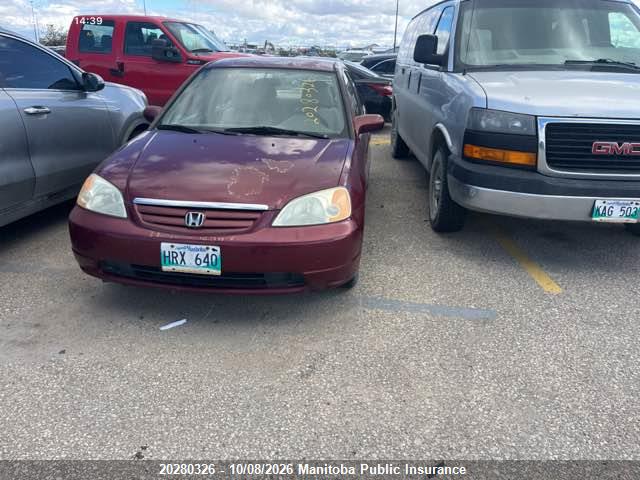 20280326 :رقم المزاد ، 2HGES16613H900036 vin ، 2003 Honda Civic Lx مزاد بيع