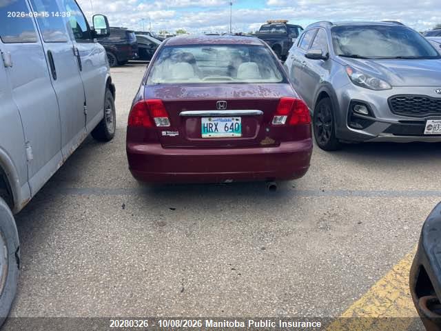 20280326 :رقم المزاد ، 2HGES16613H900036 vin ، 2003 Honda Civic Lx مزاد بيع