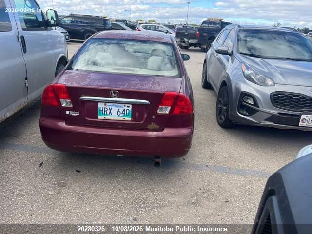 20280326 :رقم المزاد ، 2HGES16613H900036 vin ، 2003 Honda Civic Lx مزاد بيع
