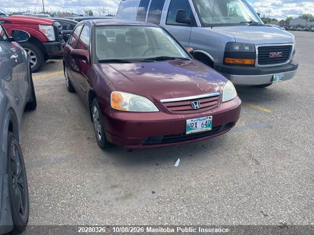 20280326 :رقم المزاد ، 2HGES16613H900036 vin ، 2003 Honda Civic Lx مزاد بيع