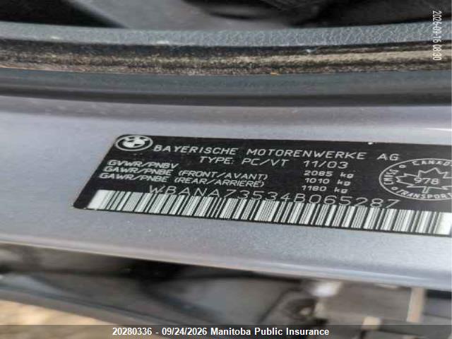 Aukcja sprzedaży 2004 Bmw 530i, vin: WBANA73534B065287, numer aukcji: 20280336