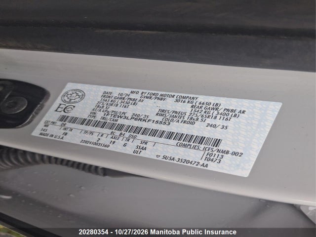 Продажа на аукционе авто 2024 Ford F150 Xlt Supercrew, vin: 1FTEW3LP6RKF15553, номер лота: 20280354