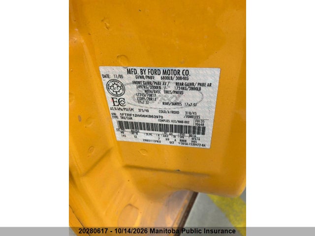 Aukcja sprzedaży 2006 Ford F150 Xl Pickup, vin: 1FTRF12W06KB63970, numer aukcji: 20280617