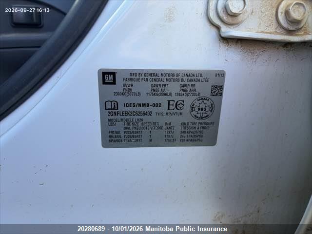 2013 Chevrolet Equinox Lt მანქანა იყიდება აუქციონზე, vin: 2GNFLEEK2D6256492, აუქციონის ნომერი: 20280689