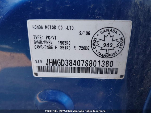 Aukcja sprzedaży 2007 Honda Fit Lx, vin: JHMGD38407S801360, numer aukcji: 20280766