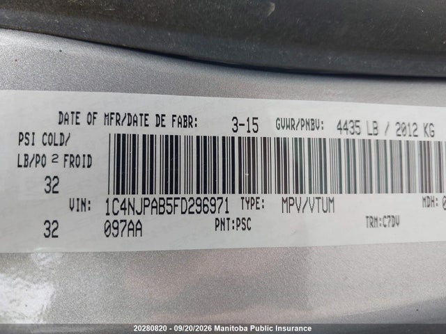 Jeep Patriot North 2015 1C4NJPAB5FD296971 Image 8