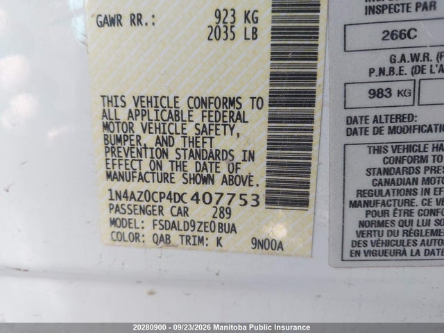 20280900 :رقم المزاد ، 1N4AZ0CP4DC407753 vin ، 2013 Nissan Leaf Sv مزاد بيع