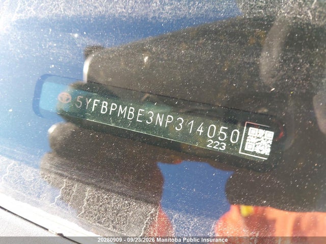 Aukcja sprzedaży 2022 Toyota Corolla Le, vin: 5YFBPMBE3NP314050, numer aukcji: 20280909