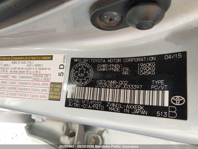 Toyota PRIUS V 2015 JTDZN3EU6FJ033397 Image 9
