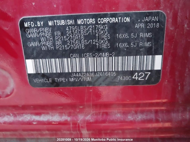 Mitsubishi Outlander Es 2018 JA4AZ2A36JZ616405 Image 9