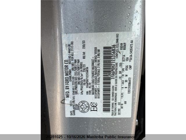 Ford FUSION SE 2014 1FA6P0H71E5356836 Image 4