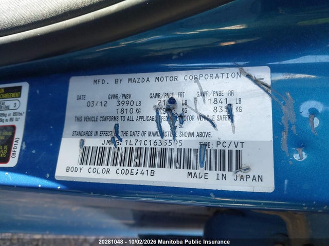 Продаж на аукціоні авто 2012 Mazda Mazda3 Sport Gs Sky, vin: JM1BL1L71C1635595, номер лоту: 20281048