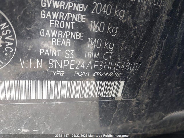 Hyundai SONATA GL 2017 5NPE24AF3HH548017 Image 9