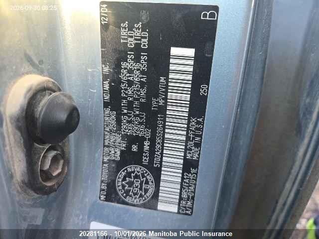 Aukcja sprzedaży 2005 Toyota Sienna Ce V6, vin: 5TDZA29C85S264911, numer aukcji: 20281166