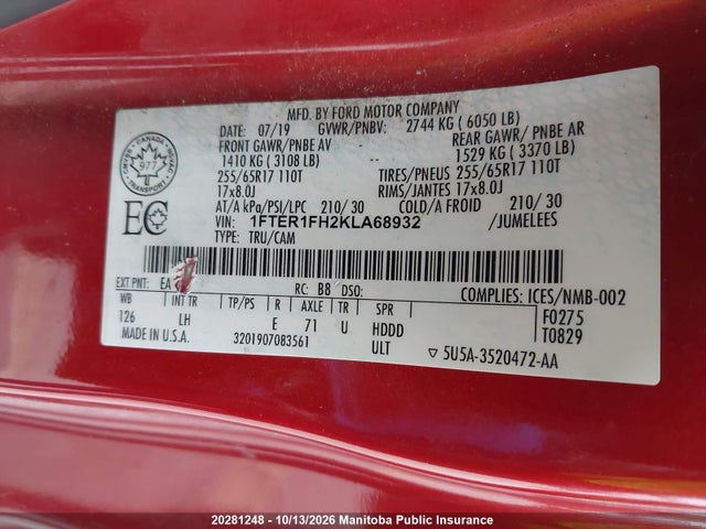 Ford Ranger Xlt Supercab 2019 1FTER1FH2KLA68932 Image 9