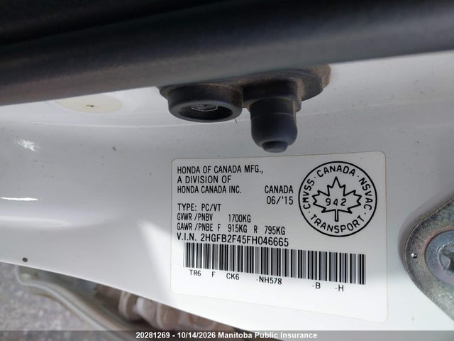 2HGFB2F45FH046665 Honda Civic Lx