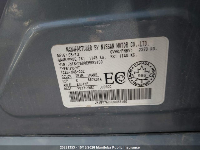 Продаж на аукціоні авто 2014 Infiniti Q50, vin: JN1BV7AR0EM683160, номер лоту: 20281353