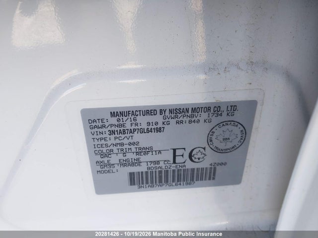 Nissan Sentra 1.8 Sv 2016 3N1AB7AP7GL641987 Image 9