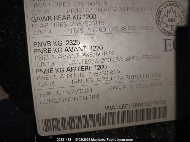 Продаж на аукціоні авто 2021 Audi Q3 Progressiv 45 2.0 Tfsi, vin: WA1EECF35M1027828, номер лоту: 20281472