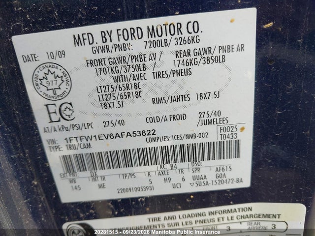 Продаж на аукціоні авто 2010 Ford F150 Xlt Supercrew, vin: 1FTFW1EV6AFA53822, номер лоту: 20281515