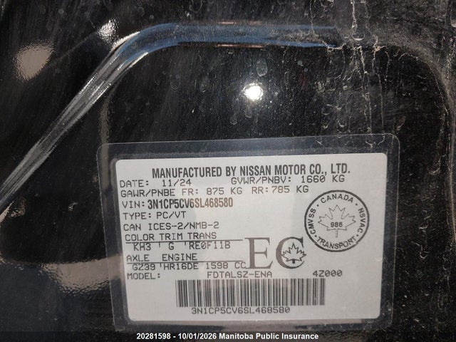 Aukcja sprzedaży 2025 Nissan Kicks Play Sv, vin: 3N1CP5CV6SL468580, numer aukcji: 20281598