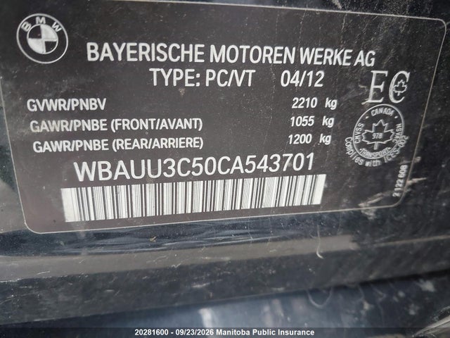 20281600 :رقم المزاد ، WBAUU3C50CA543701 vin ، 2012 Bmw 328i Xdrive Touring مزاد بيع