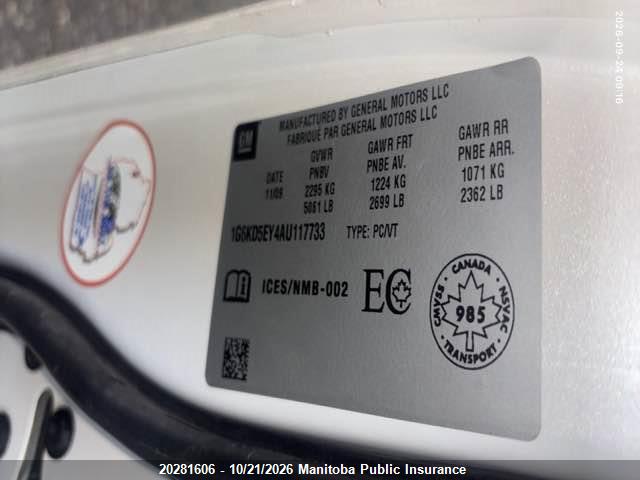 2010 Cadillac Dts მანქანა იყიდება აუქციონზე, vin: 1G6KD5EY4AU117733, აუქციონის ნომერი: 20281606