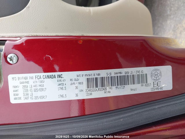 2C4RDGDGXJR323426 Dodge Grand Caravan Crew