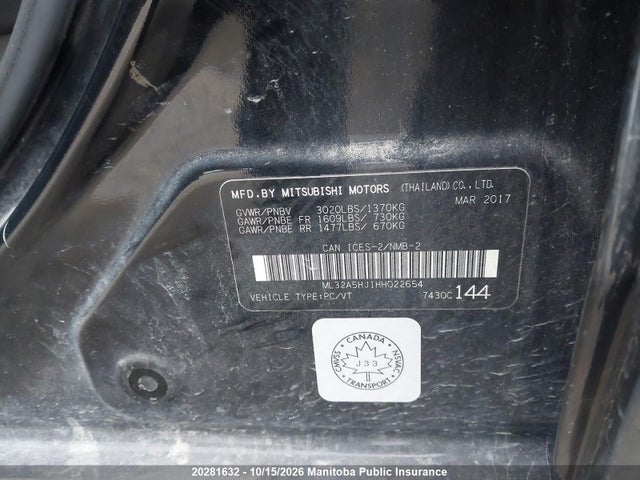 ML32A5HJ1HH022654 Mitsubishi Mirage Sel