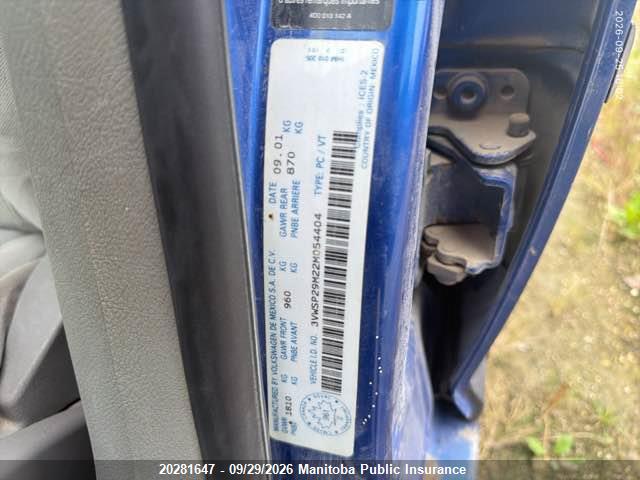 2002 Volkswagen Jetta Gls Tdi მანქანა იყიდება აუქციონზე, vin: 3VWSP29M22M054404, აუქციონის ნომერი: 20281647