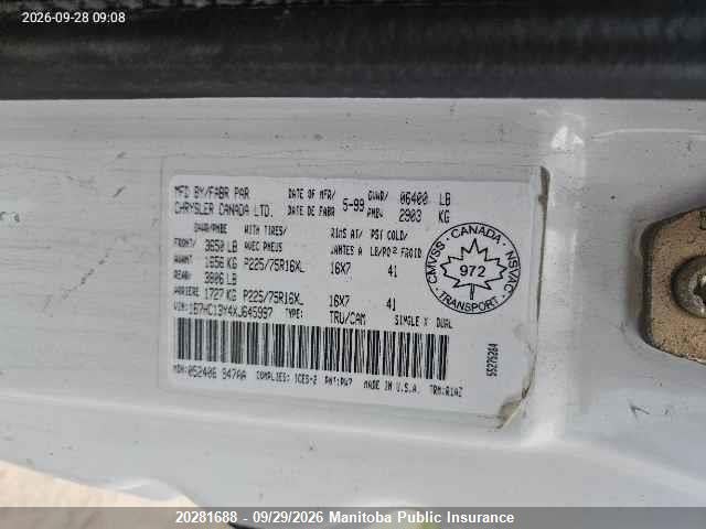 20281688 :رقم المزاد ، 1B7HC13Y4XJ645997 vin ، 1999 Dodge Ram 1500 Quad Cab مزاد بيع