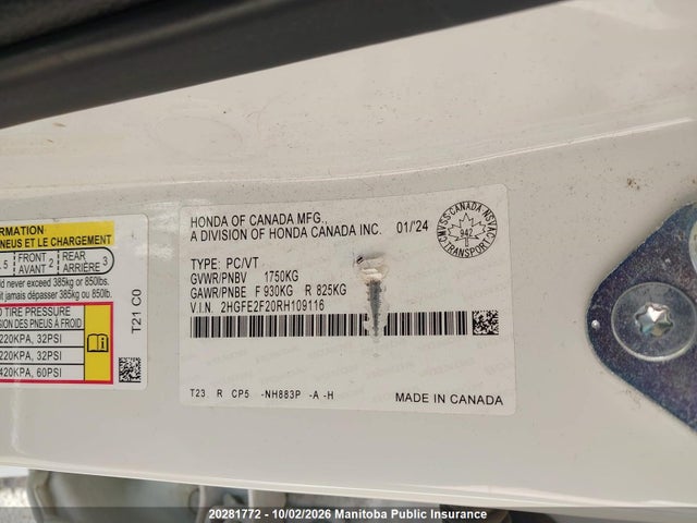 Honda Civic Sport 2024 2HGFE2F20RH109116 Image 9