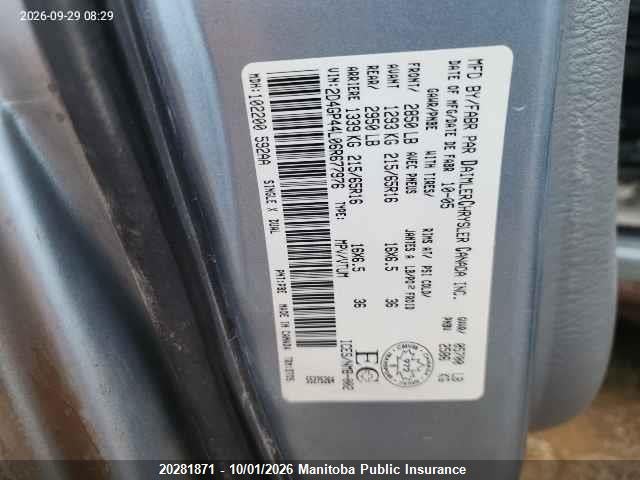 2006 Dodge Grand Caravan Sxt მანქანა იყიდება აუქციონზე, vin: 2D4GP44L06R677976, აუქციონის ნომერი: 20281871