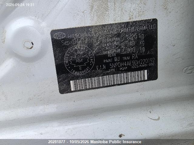Продажа на аукционе авто 2013 Hyundai Elantra Gl, vin: 5NPDH4AE9DH220192, номер лота: 20281877