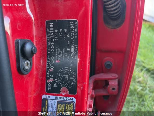 Aukcja sprzedaży 2010 Kia Rondo Ex, vin: KNAHH8C86A7296837, numer aukcji: 20281931