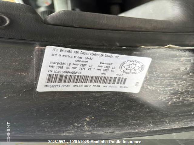 Aukcja sprzedaży 2004 Chrysler Sebring Touring, vin: 1C3EL56R04N260718, numer aukcji: 20281957
