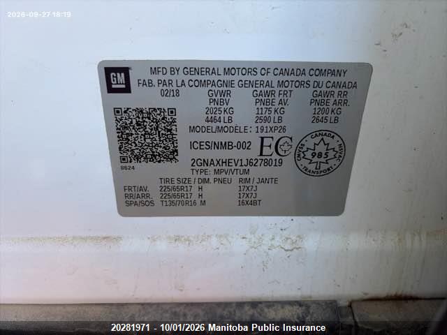 Chevrolet EQUINOX LS 2018 2GNAXHEV1J6278019 Image 9