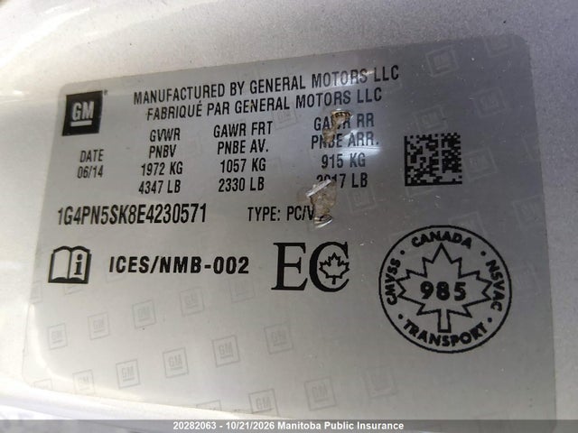 Buick Verano 2014 1G4PN5SK8E4230571 Image 9