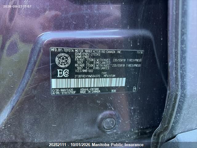 Toyota Rav4 Limited 2017 2T3DFREV1HW564370 Image 9