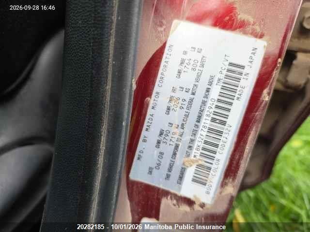 Продажа на аукционе авто 2008 Mazda 3 Mazda Gs, vin: JM1BK32F781182940, номер лота: 20282185
