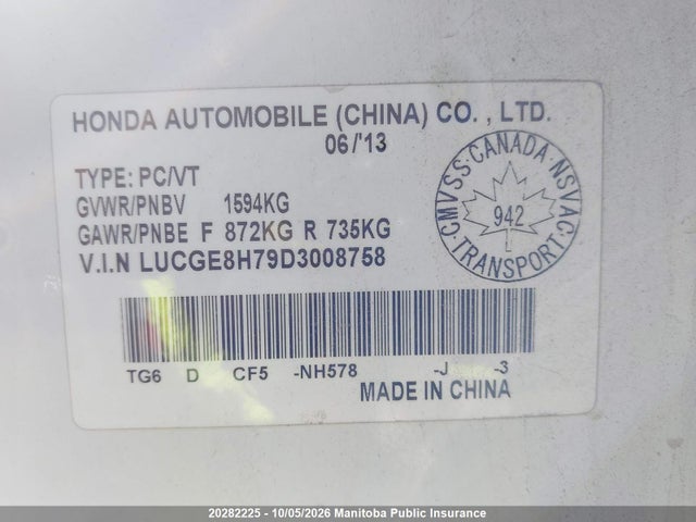 Продажа на аукционе авто 2013 Honda Fit Sport, vin: LUCGE8H79D3008758, номер лота: 20282225