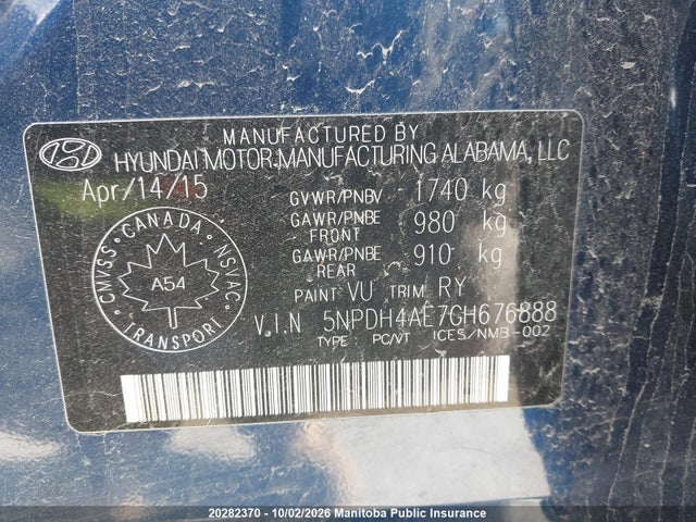 Продаж на аукціоні авто 2016 Hyundai Elantra Se/sport/limited, vin: 5NPDH4AE7GH676888, номер лоту: 20282370