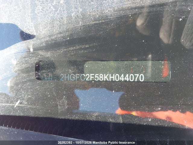 20282392 :رقم المزاد ، 2HGFC2F58KH044070 vin ، 2019 Honda Civic Lx مزاد بيع