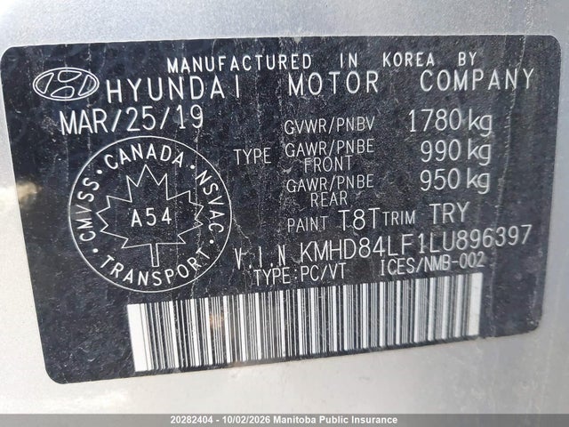 Продаж на аукціоні авто 2020 Hyundai Elantra Sel/value/limited, vin: KMHD84LF1LU896397, номер лоту: 20282404