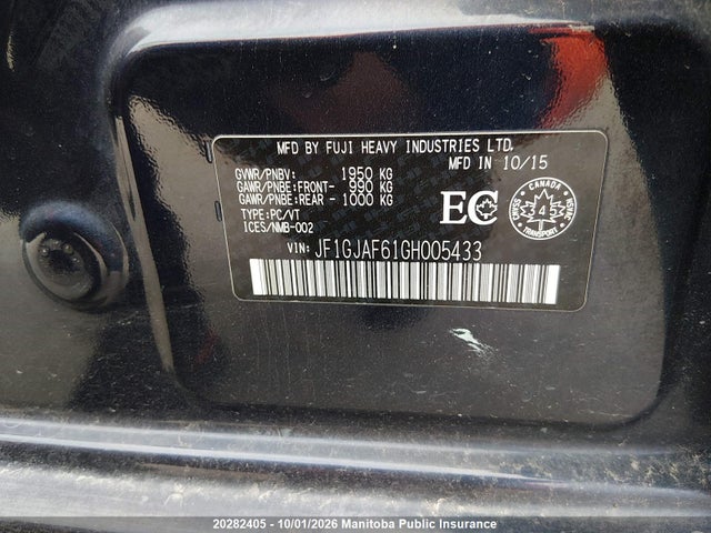 20282405 :رقم المزاد ، JF1GJAF61GH005433 vin ، 2016 Subaru Impreza Premium Plus مزاد بيع