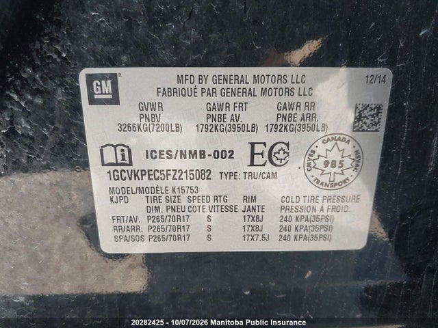 Chevrolet Silverado K1500 2015 1GCVKPEC5FZ215082 Image 9