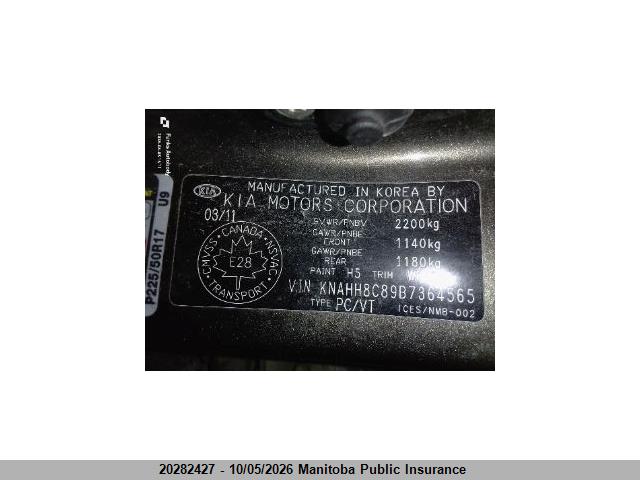 Aukcja sprzedaży 2011 Kia Rondo Ex, vin: KNAHH8C89B7364565, numer aukcji: 20282427