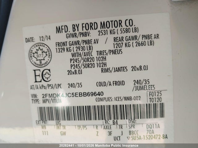 Ford EDGE SEL 2014 2FMDK4JC5EBB69640 Image 9