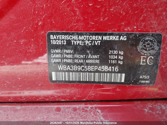 Aukcja sprzedaży 2014 Bmw 335i Xdrive, vin: WBA3B9C58EP458416, numer aukcji: 20282497
